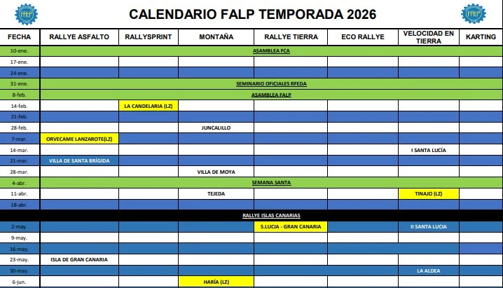 Calendario FALP 2026